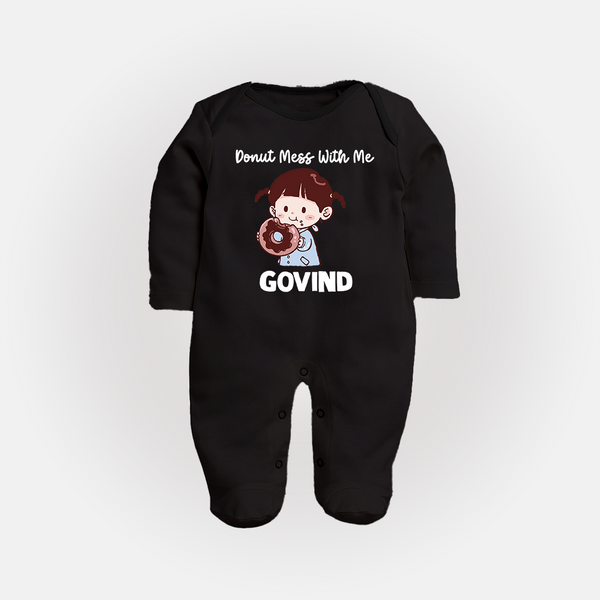Donut Mess With Me Full body suit - BLACK - New Born (Chest 7.5")