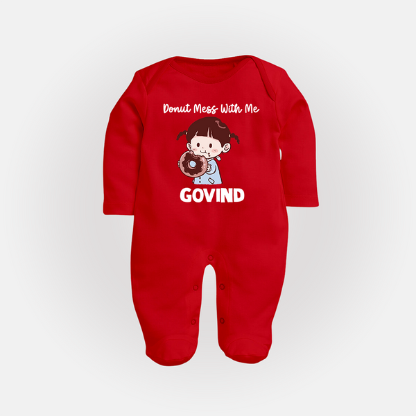Donut Mess With Me Full body suit - RED - New Born (Chest 7.5")