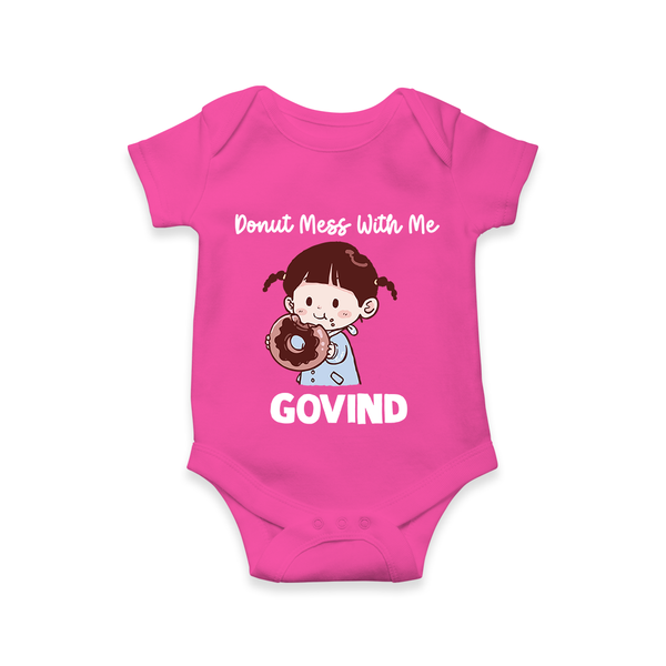 Donut Mess With Me Baby Romper - HOT PINK - New Born (Chest 14")