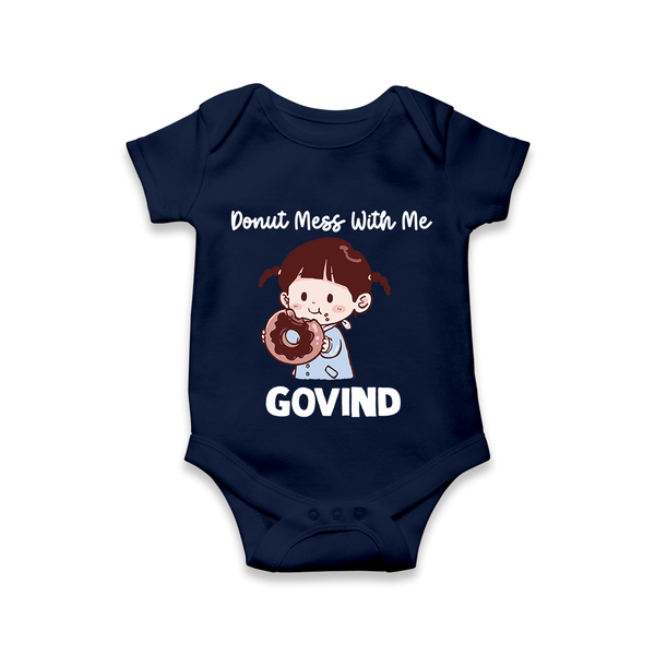 Donut Mess With Me Baby Romper - NAVY BLUE - New Born (Chest 14")
