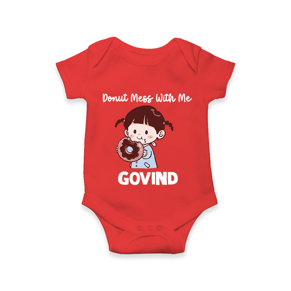 Donut Mess With Me Baby Romper - RED - New Born (Chest 14")