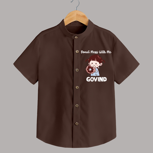 Donut Mess With Me Shirt - CHOCOLATE BROWN - 0 - 6 Months Old (Chest 23")