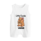 Little Foodie Button Romper - WHITE - New Born (Chest 18")