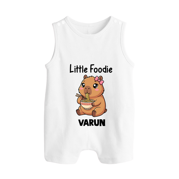 Little Foodie Button Romper - WHITE - New Born (Chest 18")