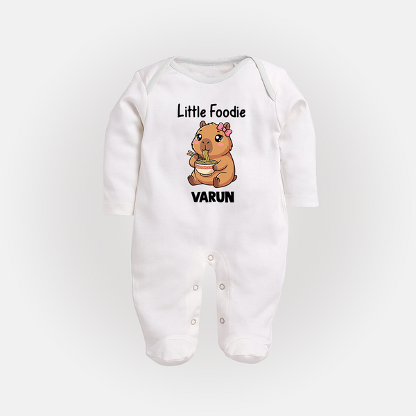 Little Foodie Full body suit - WHITE - New Born (Chest 7.5")