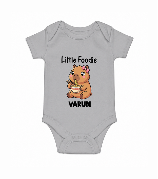 Little Foodie Baby Romper - GREY - New Born (Chest 14")