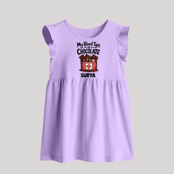 My Blood Type Is Chocolate Baby Frock - LILAC - 0 - 3 Months Old (Chest 17")