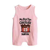 My Blood Type Is Chocolate Button Romper - BABY PINK - New Born (Chest 18")