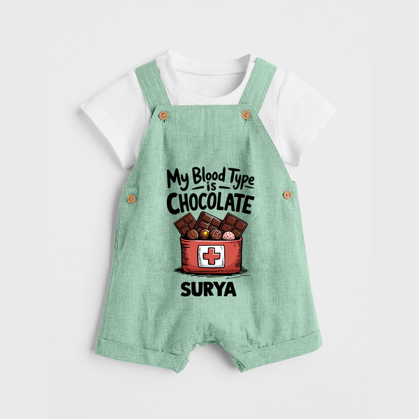 My Blood Type Is Chocolate Dungaree - MINT GREEN - 0 - 5 Months Old (Chest 18")