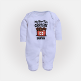 My Blood Type Is Chocolate Full body suit - BABY BLUE - New Born (Chest 7.5")