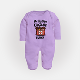 My Blood Type Is Chocolate Full body suit - LILAC - New Born (Chest 7.5")