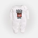My Blood Type Is Chocolate Full body suit - WHITE - New Born (Chest 7.5")
