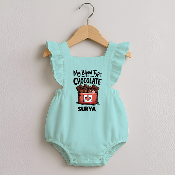 My Blood Type Is Chocolate Romper Frock - MINT GREEN - 0 - 3 Months Old (Chest 19")