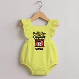 My Blood Type Is Chocolate Romper Frock - PASTEL YELLOW - 0 - 3 Months Old (Chest 19")