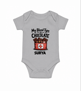 My Blood Type Is Chocolate Baby Romper - GREY - New Born (Chest 14")