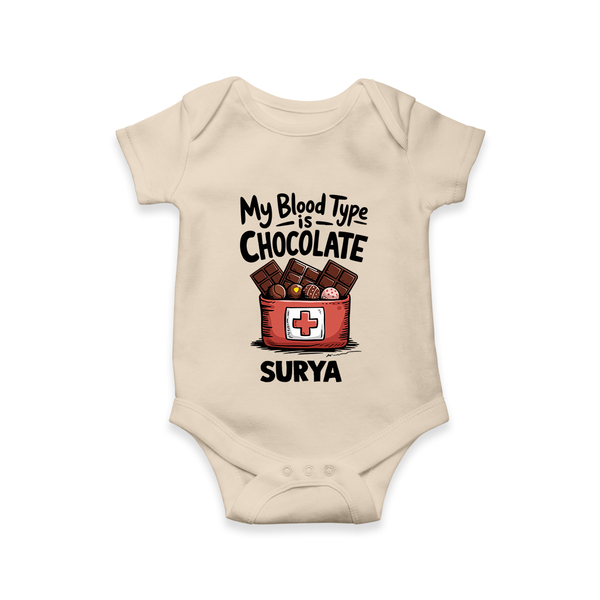 My Blood Type Is Chocolate Baby Romper - IVORY - New Born (Chest 14")
