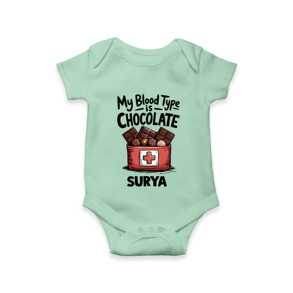 My Blood Type Is Chocolate Baby Romper - MINT GREEN - New Born (Chest 14")