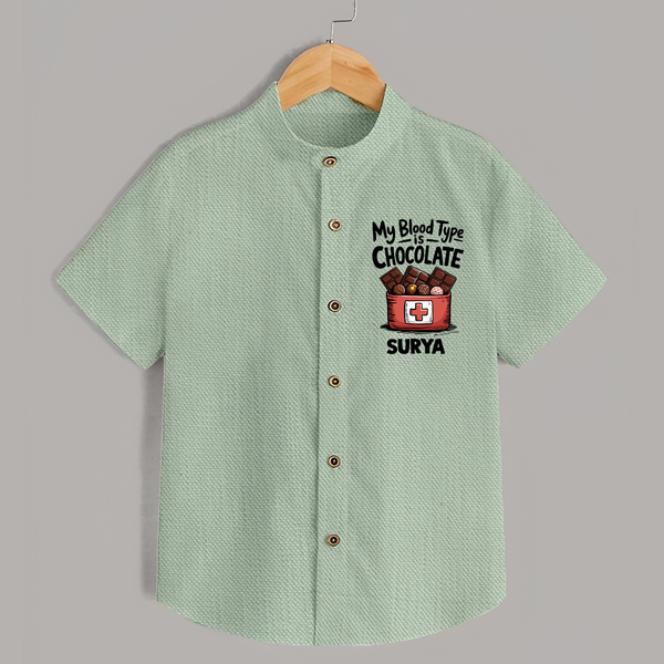 My Blood Type Is Chocolate Shirt - MINT GREEN - 0 - 6 Months Old (Chest 23")
