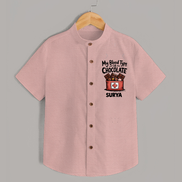 My Blood Type Is Chocolate Shirt - PEACH - 0 - 6 Months Old (Chest 23")