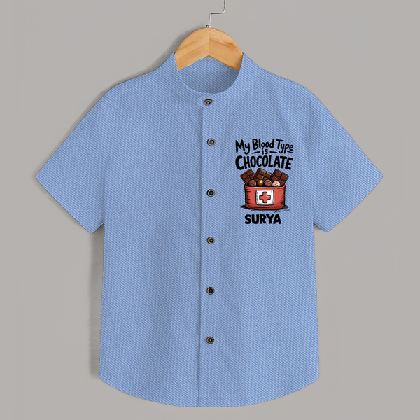 My Blood Type Is Chocolate Shirt - SKY BLUE - 0 - 6 Months Old (Chest 23")