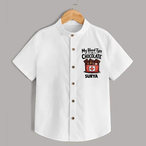 My Blood Type Is Chocolate Shirt - WHITE - 0 - 6 Months Old (Chest 23")