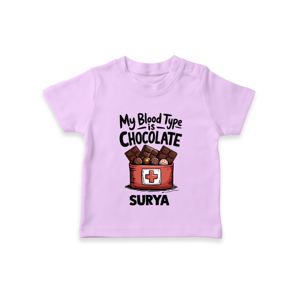 My Blood Type Is Chocolate Tshirt - LILAC - 0-5 Months Old (Chest 17")