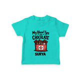 My Blood Type Is Chocolate Tshirt - TEAL - 0-5 Months Old (Chest 17")
