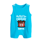 My Blood Type Is Chocolate Button Romper - SKY BLUE - New Born (Chest 18")