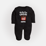 My Blood Type Is Chocolate Full body suit - BLACK - New Born (Chest 7.5")