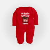 My Blood Type Is Chocolate Full body suit - RED - New Born (Chest 7.5")