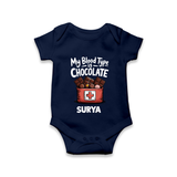 My Blood Type Is Chocolate Baby Romper - NAVY BLUE - New Born (Chest 14")