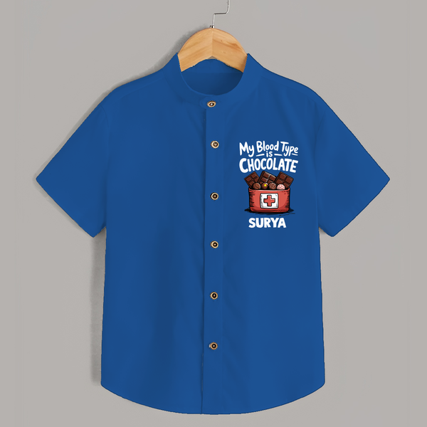 My Blood Type Is Chocolate Shirt - COBALT BLUE - 0 - 6 Months Old (Chest 23")