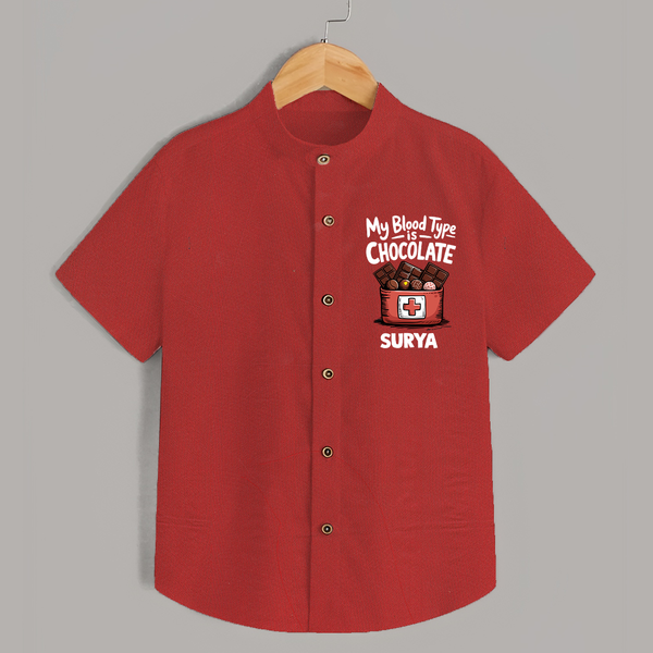 My Blood Type Is Chocolate Shirt - RED - 0 - 6 Months Old (Chest 23")