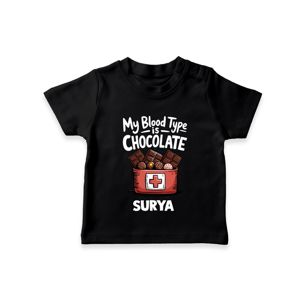 My Blood Type Is Chocolate Tshirt - BLACK - 0-5 Months Old (Chest 17")