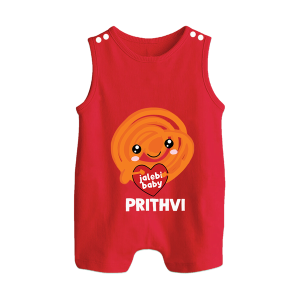 Jalebi Baby Delight Button Romper - RED - New Born (Chest 18")