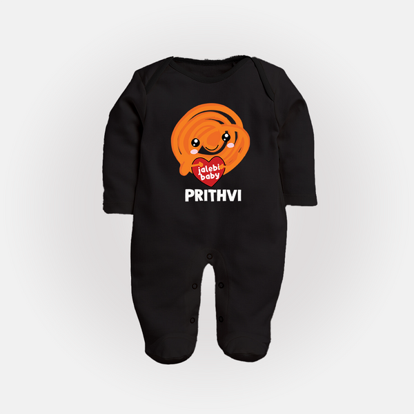Jalebi Baby Delight Full body suit - BLACK - New Born (Chest 7.5")