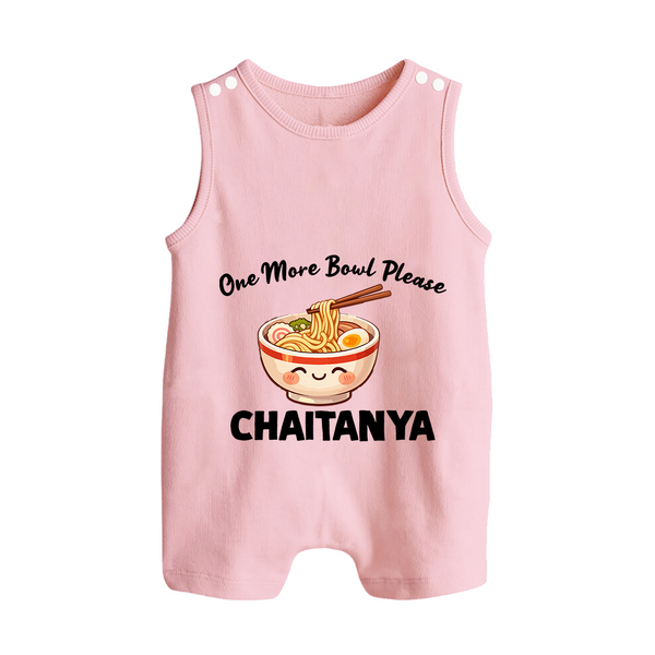 Noodle Lover Button Romper - BABY PINK - New Born (Chest 18")