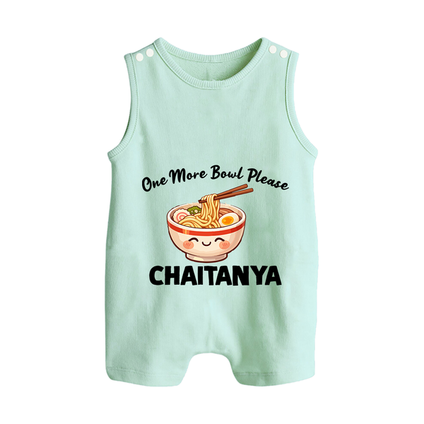 Noodle Lover Button Romper - MINT GREEN - New Born (Chest 18")