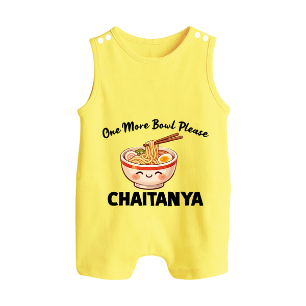Noodle Lover Button Romper - PASTEL YELLOW - New Born (Chest 18")