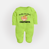 Noodle Lover Full body suit - LIME GREEN - New Born (Chest 7.5")