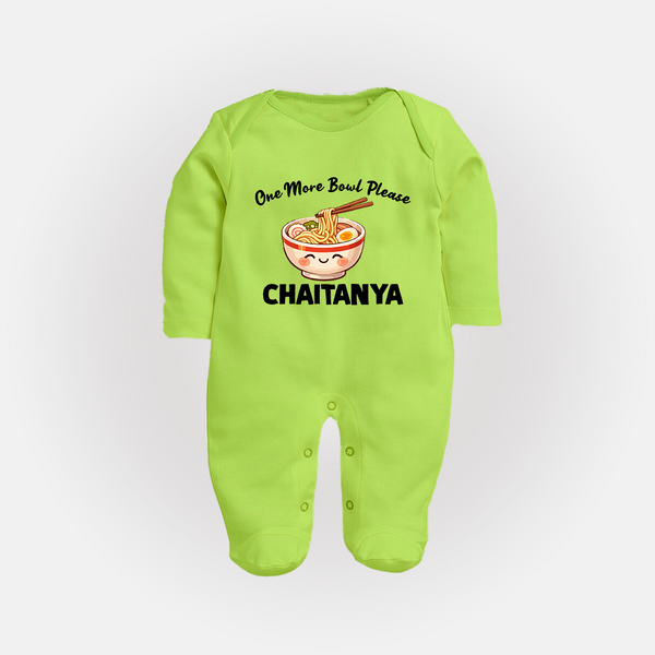 Noodle Lover Full body suit - LIME GREEN - New Born (Chest 7.5")