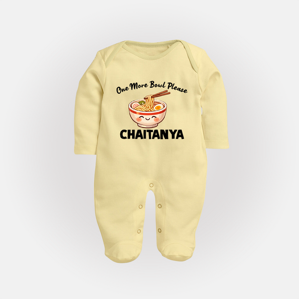 Noodle Lover Full body suit - PASTEL YELLOW - New Born (Chest 7.5")