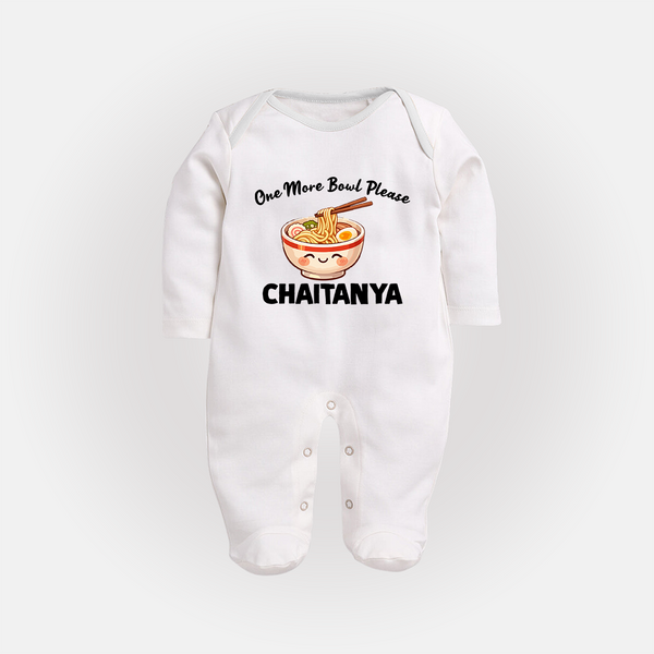 Noodle Lover Full body suit - WHITE - New Born (Chest 7.5")