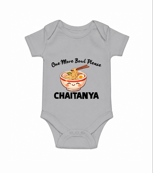 Noodle Lover Baby Romper - GREY - New Born (Chest 14")