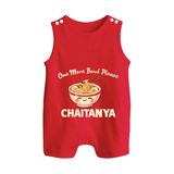 Noodle Lover Button Romper - RED - New Born (Chest 18")