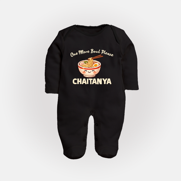 Noodle Lover Full body suit - BLACK - New Born (Chest 7.5")