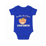 Noodle Lover Baby Romper - COBALT BLUE - New Born (Chest 14")