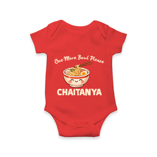 Noodle Lover Baby Romper - RED - New Born (Chest 14")