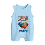 Souper Hero Button Romper - BABY BLUE - New Born (Chest 18")