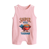 Souper Hero Button Romper - BABY PINK - New Born (Chest 18")